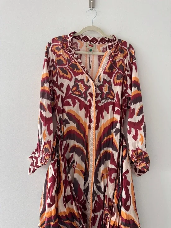 FARM RIO Tie Front Long Sleeve Shirtdress M - Picture 6 of 6